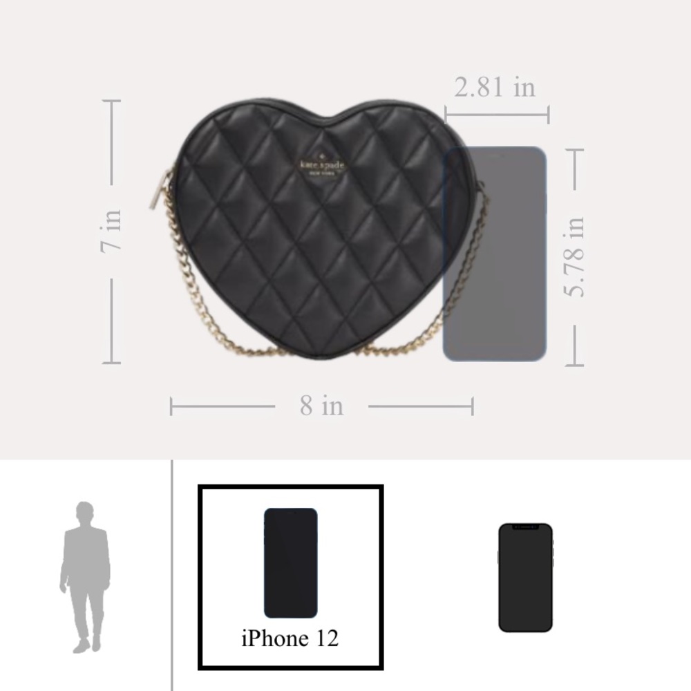 kate spade NWT! Love Shack Black Quilted Heart Crossbody Purse - Picture 6 of 9